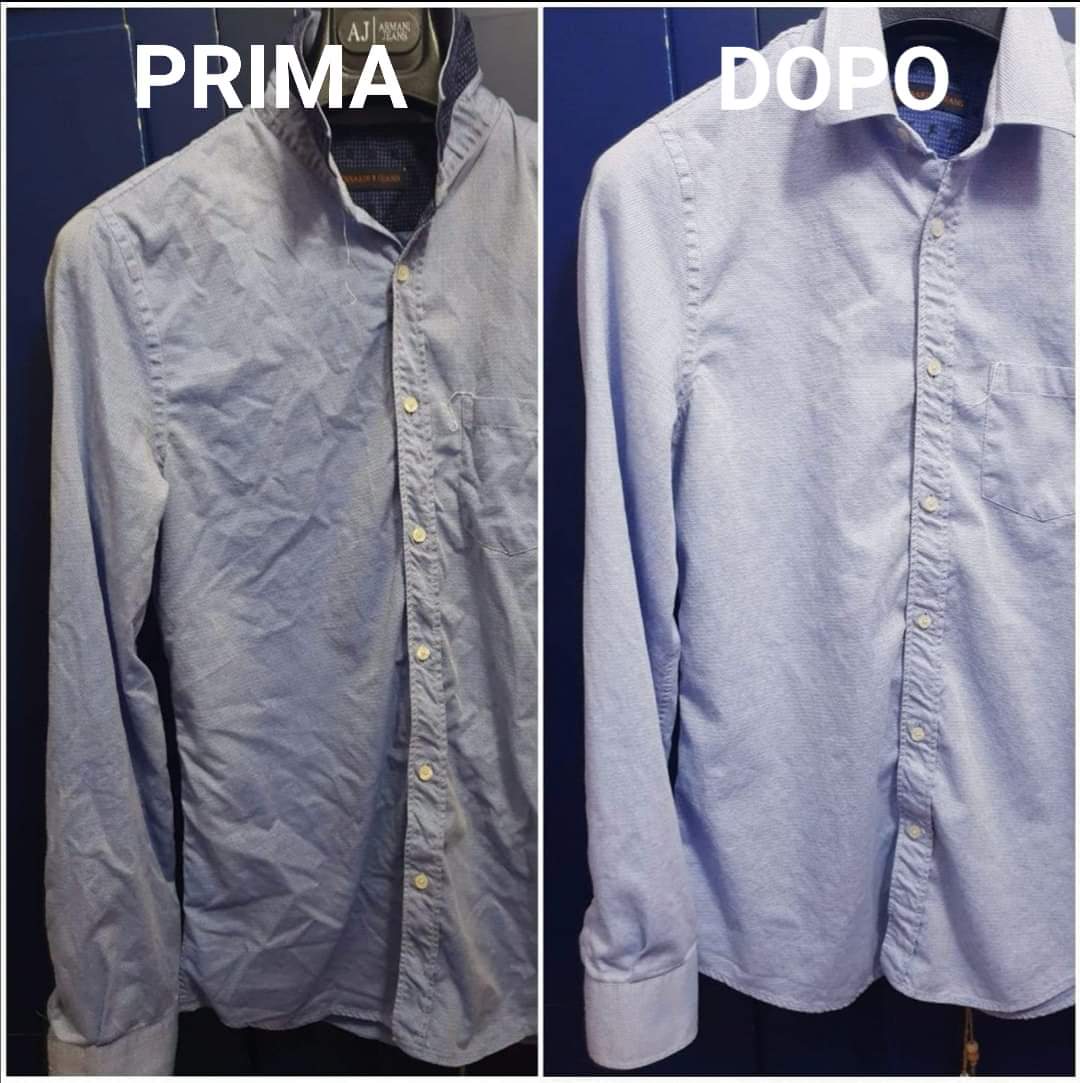 Confronto prima e dopo il ciclo Vega su una camicia